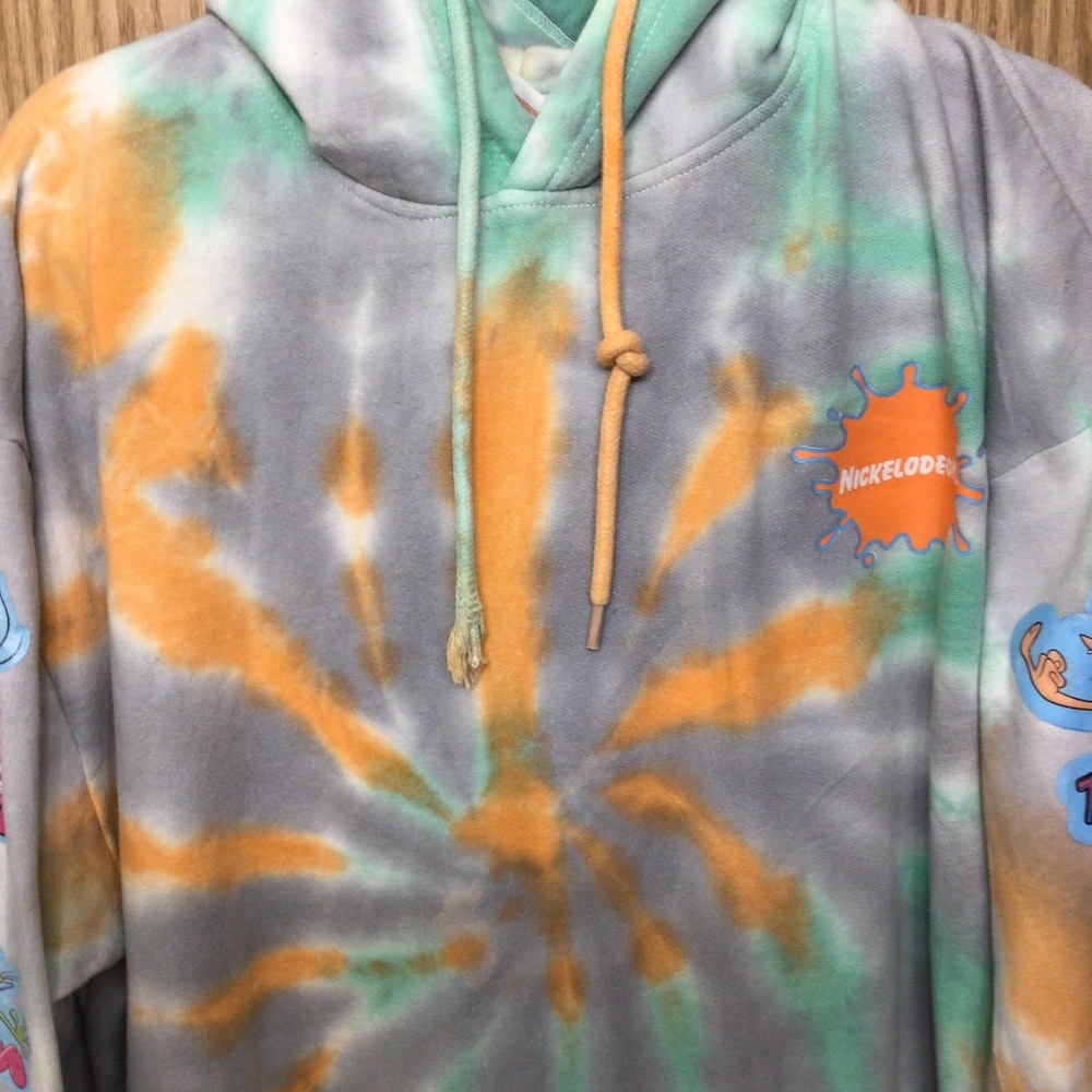 Ren & Stimpy Fleece Sweatshirt Retro Tie Dye Hoodie XL  “You Stupid Eediot!”